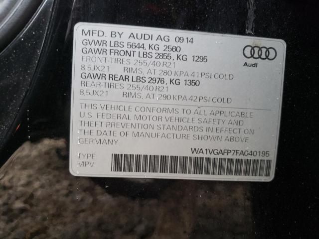 WA1VGAFP7FA040195 - 2015 AUDI SQ5 PRESTIGE BLACK photo 14