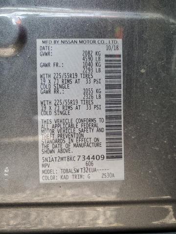 5N1AT2MT8KC734409 - 2019 NISSAN ROGUE S GRAY photo 13