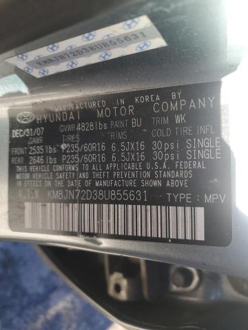 KM8JN72D38U855631 - 2008 HYUNDAI TUCSON SE TEAL photo 12