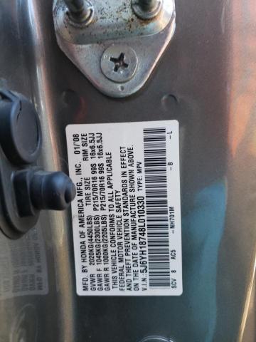 5J6YH18748L010330 - 2008 HONDA ELEMENT EX GRAY photo 12