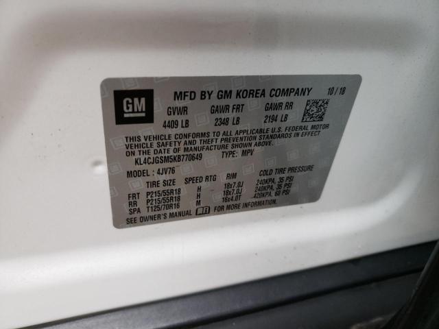 KL4CJGSM5KB770649 - 2019 BUICK ENCORE ESSENCE WHITE photo 13