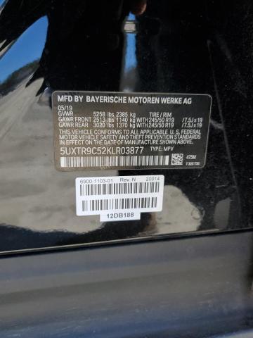 5UXTR9C52KLR03877 - 2019 BMW X3 XDRIVE30I BLACK photo 12