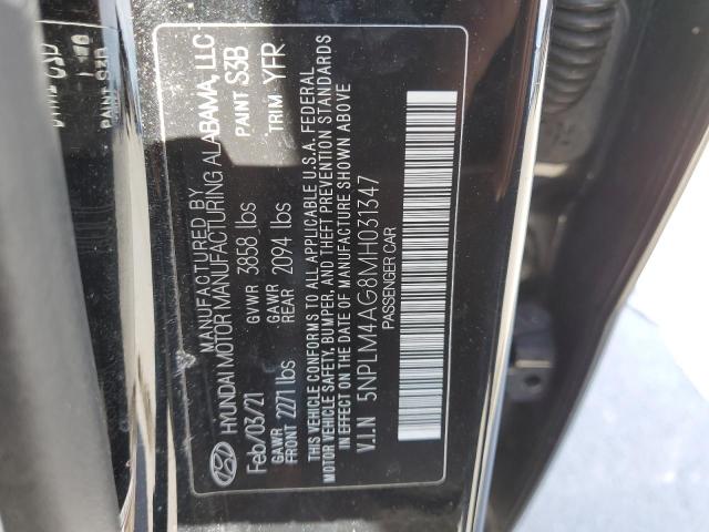 5NPLM4AG8MH031347 - 2021 HYUNDAI ELANTRA SEL BLACK photo 12