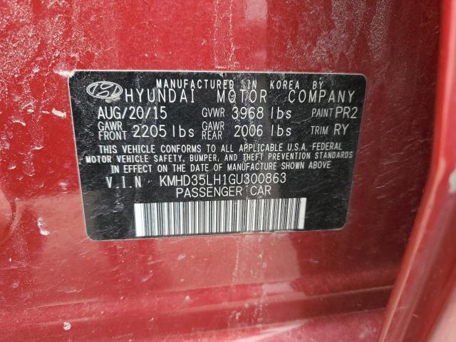 KMHD35LH1GU300863 - 2016 HYUNDAI ELANTRA GT RED photo 12