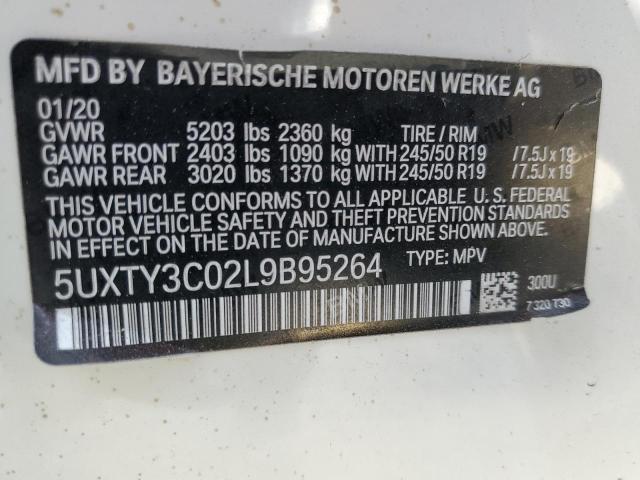 5UXTY3C02L9B95264 - 2020 BMW X3 SDRIVE30I WHITE photo 13