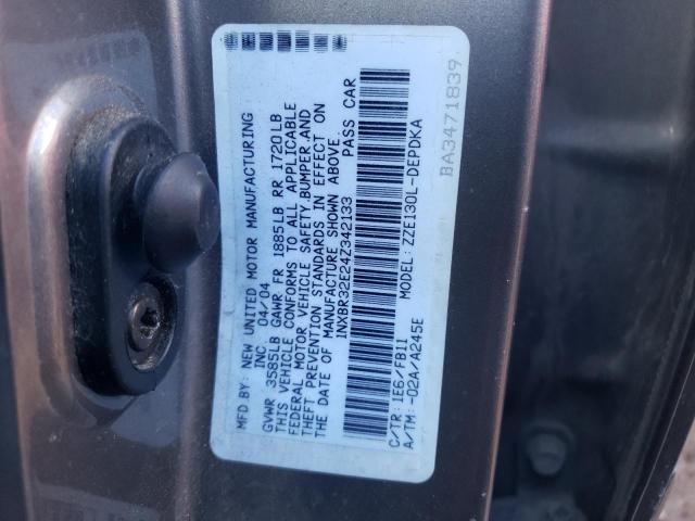 1NXBR32E24Z342133 - 2004 TOYOTA COROLLA CE GRAY photo 12