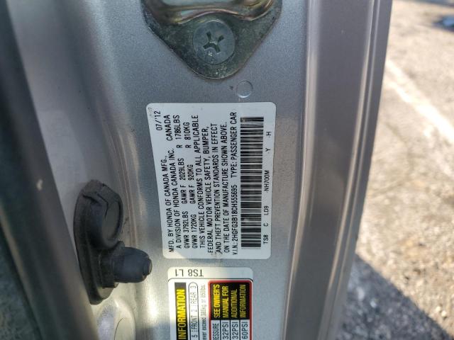 2HGFG3B18CH555695 - 2012 HONDA CIVIC EXL SILVER photo 12
