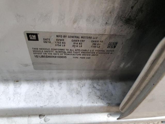 1G1JB5SHXH4103695 - 2017 CHEVROLET SONIC LS SILVER photo 12