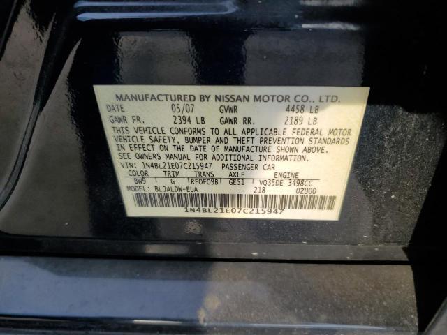 1N4BL21E07C215947 - 2007 NISSAN ALTIMA 3.5SE BLUE photo 10