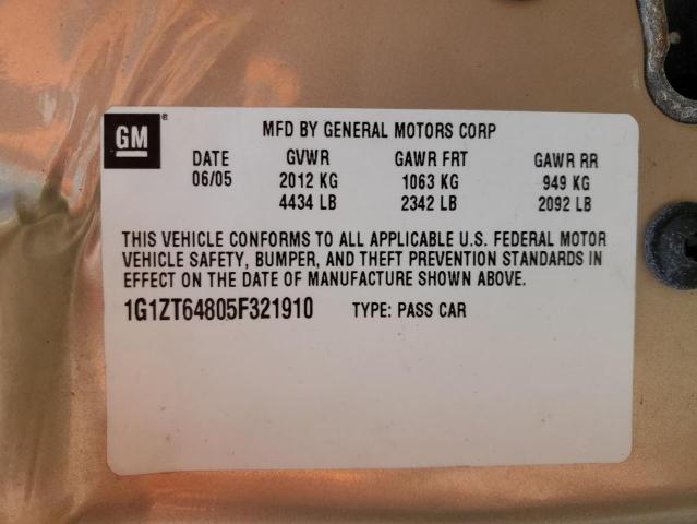 1G1ZT64805F321910 - 2005 CHEVROLET MALIBU MAXX LS TAN photo 13