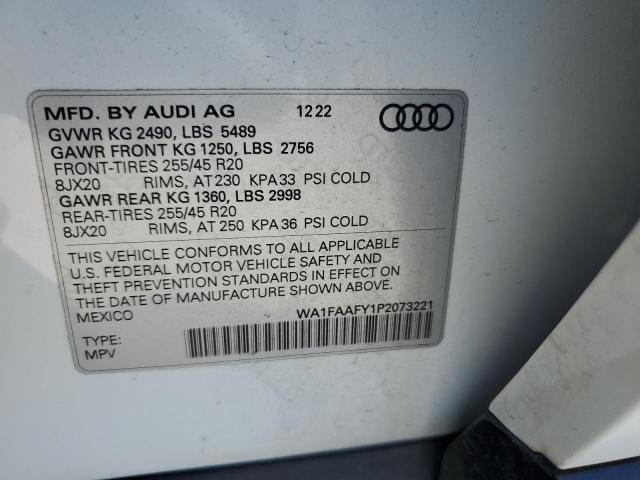 WA1FAAFY1P2073221 - 2023 AUDI Q5 PRESTIGE 45 WHITE photo 12