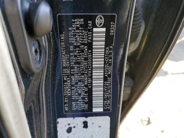 4T1BF1FK4CU092874 - 2012 TOYOTA CAMRY BASE BLUE photo 12