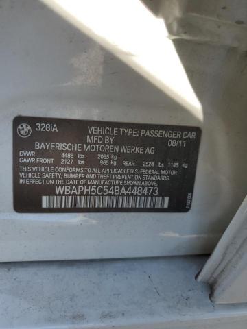 WBAPH5C54BA448473 - 2011 BMW 328 I SULEV WHITE photo 12