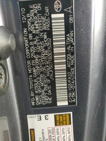 JTKJF5C71B3015352 - 2011 TOYOTA SCION TC 灰色 照片 12