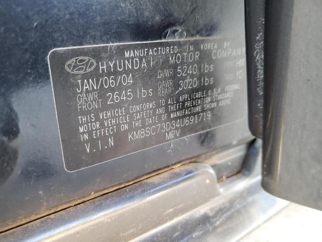 KM8SC73D34U691719 - 2004 HYUNDAI SANTA FE GLS BLUE photo 12