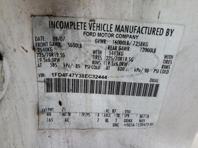 1FD4F47Y38EC32444 - 2008 FORD F450 SUPER DUTY WHITE photo 13