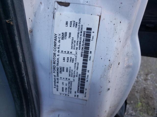 3FRNF65224V588193 - 2004 FORD F650 SUPER DUTY WHITE photo 10