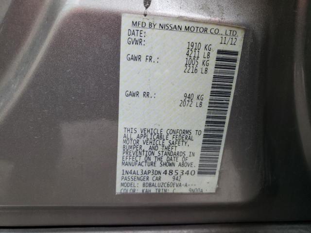 1N4AL3AP3DN485340 - 2013 NISSAN ALTIMA 2.5 GRAY photo 13