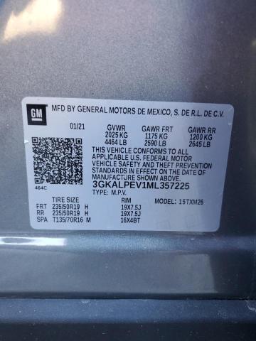 3GKALPEV1ML357225 - 2021 GMC TERRAIN SLT GRAY photo 12