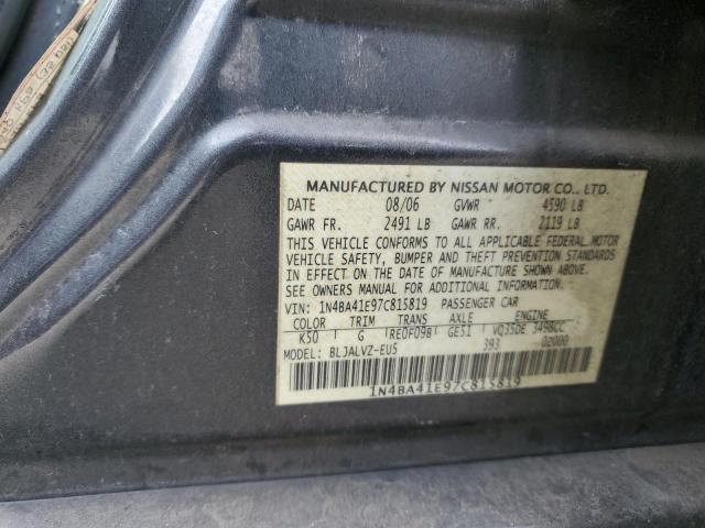 1N4BA41E97C815819 - 2007 NISSAN MAXIMA SE GRAY photo 12