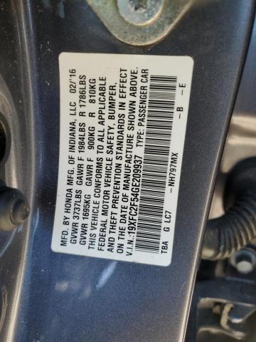 19XFC2F54GE209937 - 2016 HONDA CIVIC LX GRAY photo 12