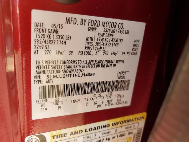 5LMJJ2HT1FEJ14086 - 2015 LINCOLN NAVIGATOR წითელი ფოტო 13