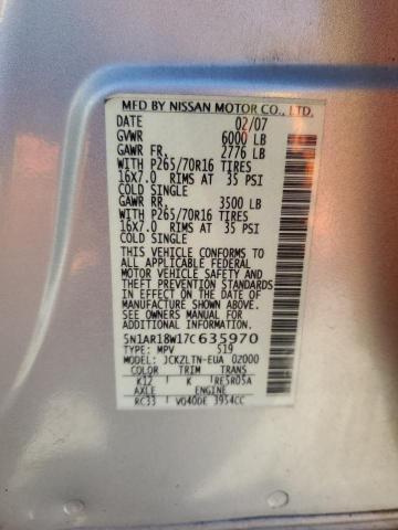 5N1AR18W17C635970 - 2007 NISSAN PATHFINDER LE ვერცხლისფერი ფოტო 12