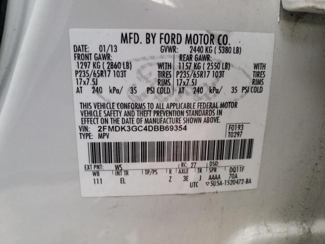 2FMDK3GC4DBB69354 - 2013 FORD EDGE SE WHITE photo 13