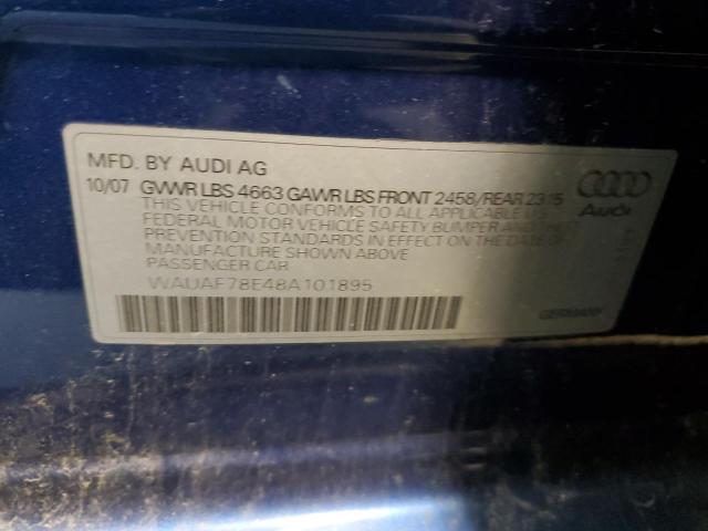 WAUAF78E48A101895 - 2008 AUDI A4 2.0T BLUE photo 13