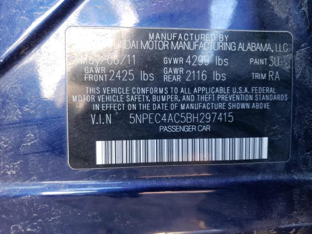 5NPEC4AC5BH297415 - 2011 HYUNDAI SONATA SE BLUE photo 13