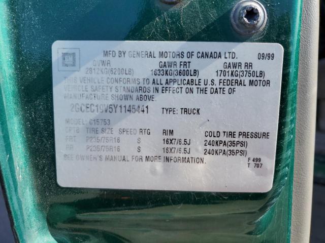 2GCEC19V5Y1145441 - 2000 CHEVROLET SILVERADO C1500 GREEN photo 12