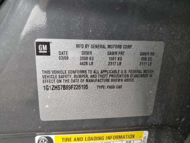 1G1ZH57B89F226195 - 2009 CHEVROLET MALIBU 1LT Сұр фото 12