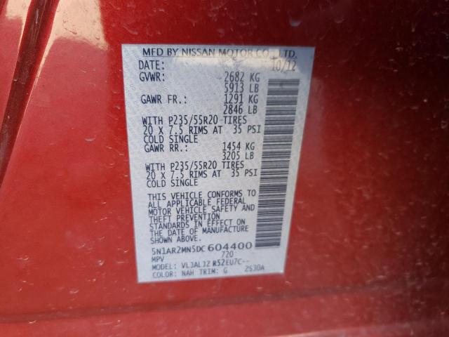 5N1AR2MN5DC604400 - 2013 NISSAN PATHFINDER S MAROON photo 13