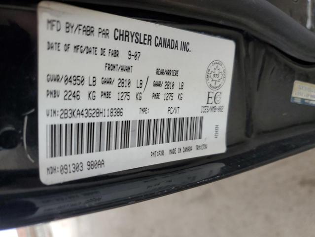 2B3KA43G28H118386 - 2008 DODGE CHARGER BLACK photo 12