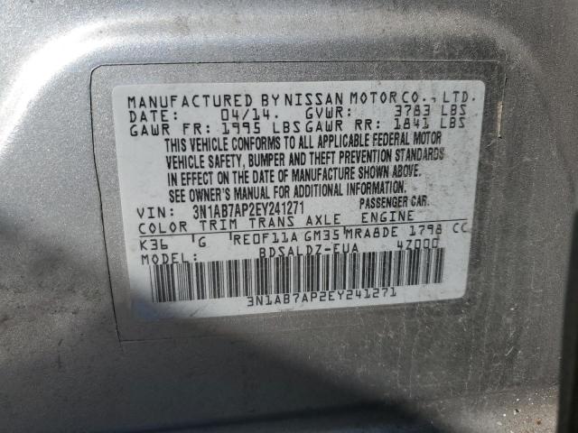 3N1AB7AP2EY241271 - 2014 NISSAN SENTRA S GRAY photo 12