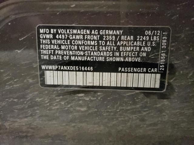 WVWBP7ANXDE516446 - 2013 VOLKSWAGEN CC SPORT GRAY photo 12