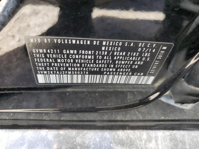 3VW2K7AJ2FM350378 - 2015 VOLKSWAGEN JETTA BASE BLACK photo 12