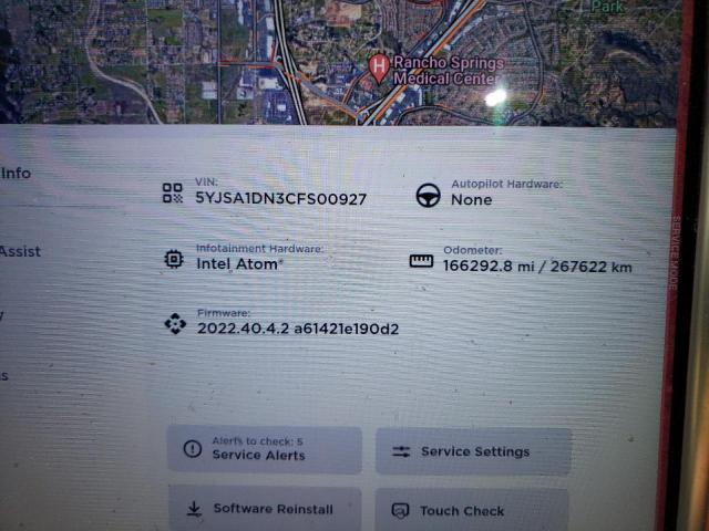 5YJSA1DN3CFS00927 - 2012 TESLA MODEL S Արծաթագույն լուսանկար 9