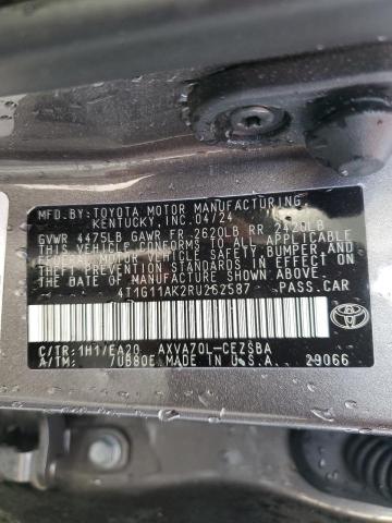 4T1G11AK2RU262587 - 2024 TOYOTA CAMRY SE NIGHT SHADE GRAY photo 12