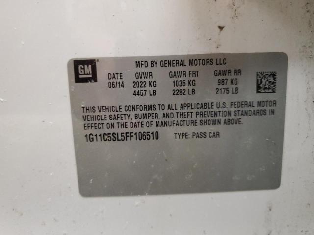 1G11C5SL5FF106510 - 2015 CHEVROLET MALIBU 1LT 白色 照片 13