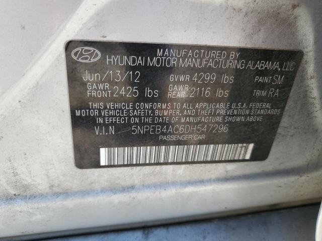 5NPEB4AC6DH547296 - 2013 HYUNDAI SONATA GLS SILVER photo 12