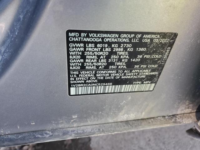 1V2BR2CA0NC529466 - 2022 VOLKSWAGEN ATLAS SEL Boz foto 13