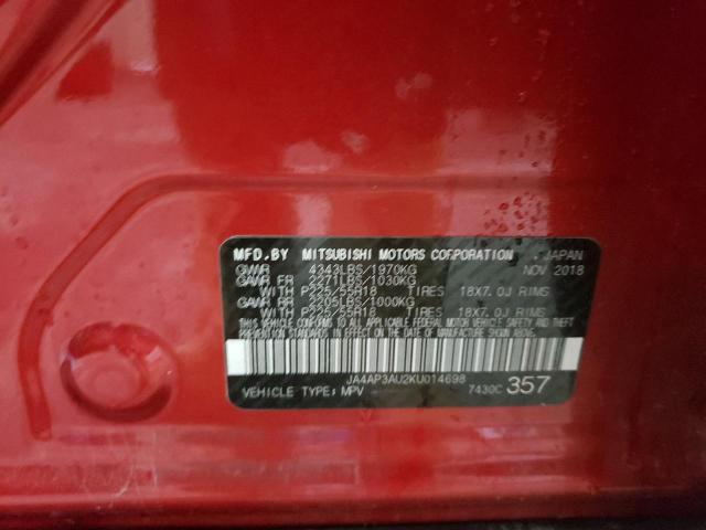 JA4AP3AU2KU014698 - 2019 MITSUBISHI OUTLANDER ES Qırmızı foto 13