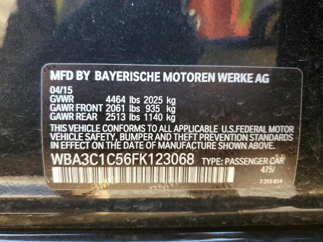 WBA3C1C56FK123068 - 2015 BMW 328 I SULEV BLACK photo 12