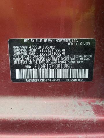 JF1GH61679G818896 - 2009 SUBARU IMPREZA 2.5I RED photo 12