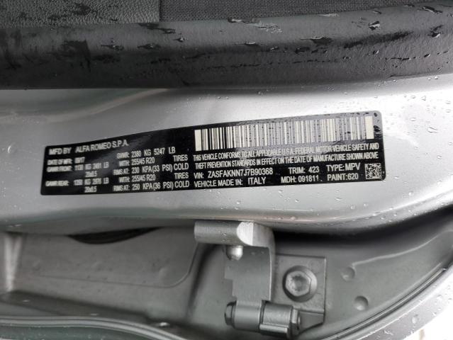 ZASFAKNN7J7B90368 - 2018 ALFA ROMEO STELVIO TI SPORT SILVER photo 13