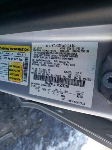 3FA6P0LU1KR226240 - 2019 FORD FUSION SE SILVER photo 13