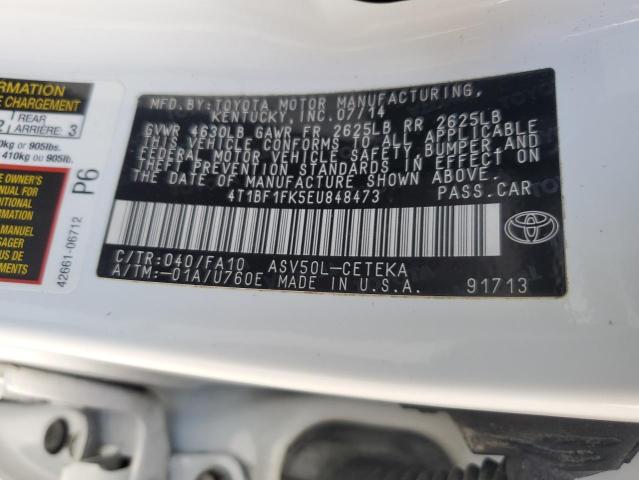 4T1BF1FK5EU848473 - 2014 TOYOTA CAMRY L WHITE photo 12