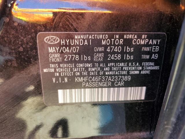 KMHFC46F37A237389 - 2007 HYUNDAI AZERA SE BLACK photo 12