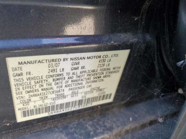 1N4BA41E27C856874 - 2007 NISSAN MAXIMA SE GRAY photo 12